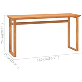vidaXL Biurko, 140x45x75 cm, lite drewno tekowe