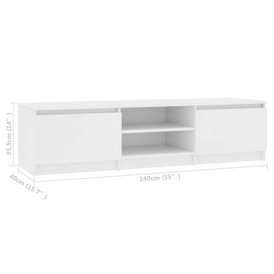 vidaXL Szafka pod TV, biała, 140x40x35,5 cm, materiał drewnopochodny