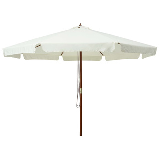 Parasol ogrodowy na drewnianym słupku, 330 cm, piaskowa biel