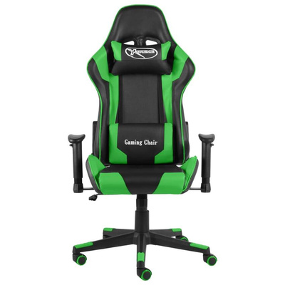 vidaXL Obrotowy fotel gamingowy, zielony, PVC