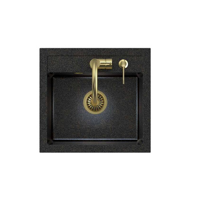 ART JOHNNY 110 (50x47x18,5) Art Gold Black Pearl z syfonem manualnym, baterią Naomi i dozownikiem - czarny opalizacja złota