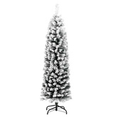 Smukła sztuczna choinka pokryta śniegiem, zielona, 150 cm, PVC