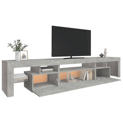 vidaXL Szafka pod TV z oświetleniem LED, szarość betonu 215x36,5x40 cm