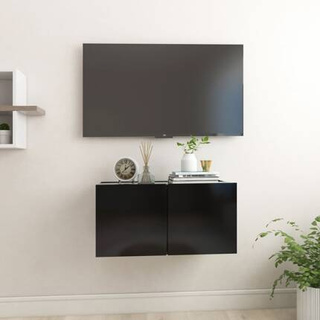 vidaXL Szafka wisząca pod TV, czarna, 60x30x30 cm
