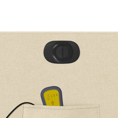 vidaXL Rozkładany fotel masujący, elektryczny, kremowy, tkanina