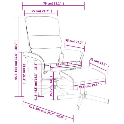 vidaXL Rozkładany fotel masujący z podnóżkiem, ciemnoszary, tkanina