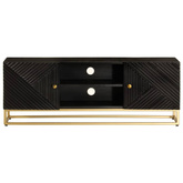 vidaXL Szafka pod TV, czarna, 110x30x40 cm, lite drewno mango i żelazo