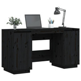 vidaXL Biurko, czarne, 140x50x75 cm, lite drewno sosnowe