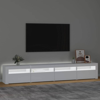 vidaXL Szafka pod TV z oświetleniem LED, biała, 240x35x40 cm