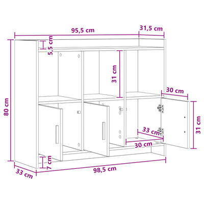Bufet Szary Sonoma 98,5 x 33 x 80 cm Drewno inżynieryjne