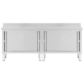 Stoły robocze, przesuwne drzwi 2 szt., 240x50x(95-97) cm, stal