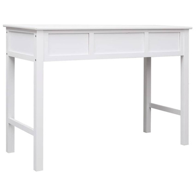 vidaXL Biurko, białe, 108x45x76 cm, lite drewno paulowni