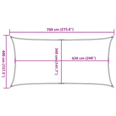 Żagiel przeciwsłoneczny, 160 g/m², jasnoszary, 4x7 m, HDPE