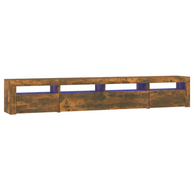 vidaXL Szafka pod TV z oświetleniem LED, przydymiony dąb, 240x35x40 cm