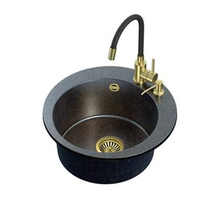 ART JAMES 210 (Ø51x20) Art Gold Black Pearl z syfonem manualnym, baterią Maggie i dozownikiem - czarny opalizacja złota