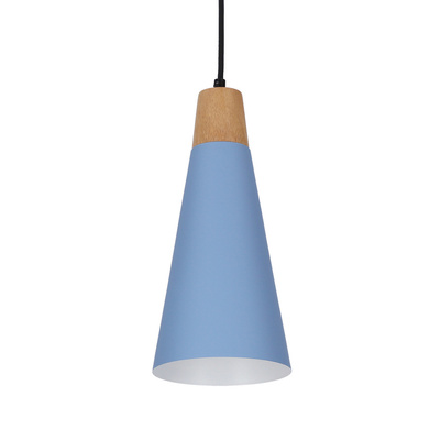 Lampa wisząca niebieska metalowa + drewno Faro Ledea 50101258