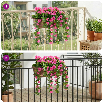 Sztuczne Kwiaty Purpurowy czerwony 55 x 20 x 55 cm PE i stal