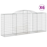 Kosze gabionowe, 6 szt, 300x50x120/140 cm, galwanizowane żelazo