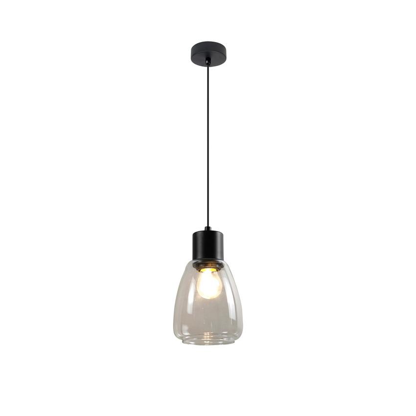 MOLDO lampa wisząca czarny 1x40W E27 klosz bezbarwny 31-35066