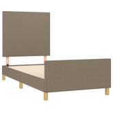 vidaXL Rama łóżka z zagłówkiem, kolor taupe, 90x200 cm, obita tkaniną model standard