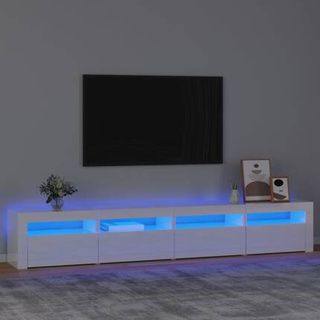 vidaXL Szafka pod TV z oświetleniem LED, biała z połyskiem,240x35x40cm
