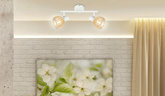 Lampa ścienna listwa 2X25W E14 biały + drewno ATARRI 92-68088