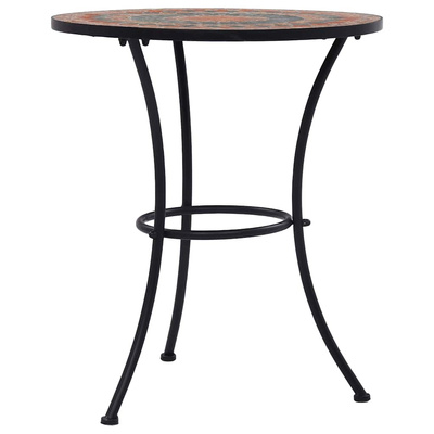 Mozaikowy stolik bistro, pomarańczowo-szary, 60 cm, ceramiczny