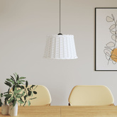 Klosz lampy wiszącej, biały, ?40x26 cm, wiklina