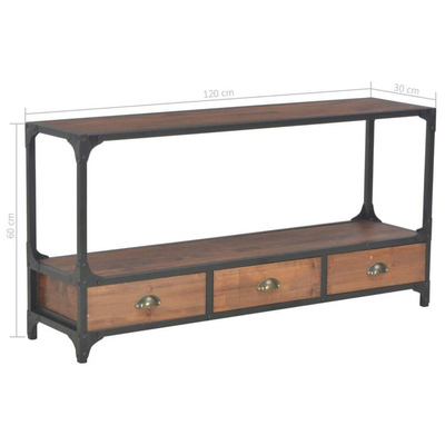 vidaXL Szafka pod TV z 3 szufladami, 120x30x60 cm, lite drewno sosnowe