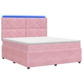 Łóżko z box spring LED z materacem różowy 140 x 190 cm Welur