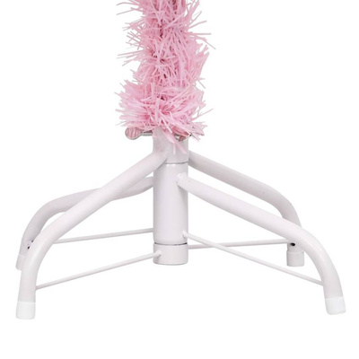 Sztuczna choinka z lampkami i bombkami, różowa, 180 cm, PVC vidaXL