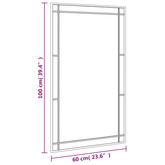 vidaXL Lustro ścienne, czarne, 60x100 cm, prostokątne, żelazo