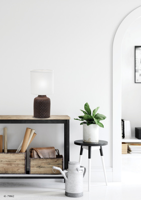 Lampka nocna Iner brązowa ceramiczna z abażurem klasyczna