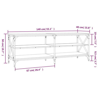 vidaXL Szafka pod TV, dąb sonoma, 140x40x50 cm materiał drewnopochodny