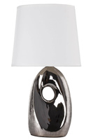 Lampka nocna Hierro ceramiczna biało-srebrna z abażurem E27
