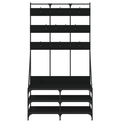 Wieszak na ubrania z miejscem na buty, czarny, 100x40x184 cm