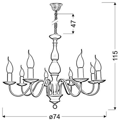 Lampa wisząca kremowa 8xE14 Bellagio 38-96510