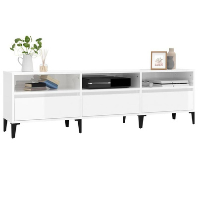 vidaXL Szafka pod TV, wysoki połysk, biała, 150x30x44,5 cm