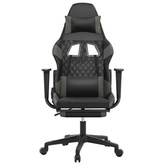vidaXL Masujący fotel gamingowy z podnóżkiem, czarno-szary model standard