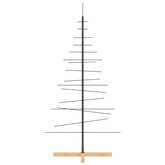vidaXL Metalowa choinka z drewnianą podstawą, czarna, 150 cm