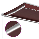 Ręcznie zwijana markiza z LED, burgundowa, 350x250 cm