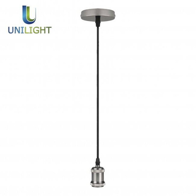 Lampa wisząca retro E27 - nikiel - 1m