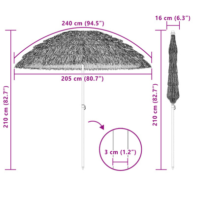 Parasol plażowy Naturalny 205 x 205 x 210 cm Poliester i Stal
