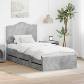 Ramka łóżka Betonowy Szary 90 x 200 cm Drewno inżynieryjne