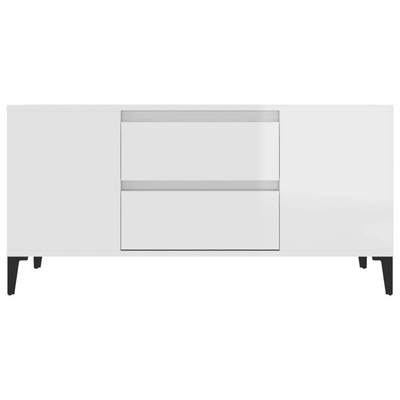 vidaXL Szafka pod TV, wysoki połysk, biała, 102x44,5x50 cm