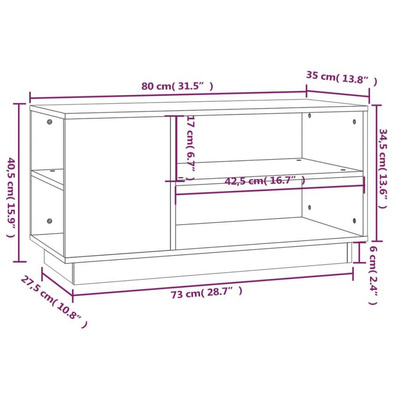 vidaXL Szafka pod TV, czarna, 80x35x40,5 cm, lite drewno sosnowe