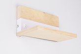 A lampa kinkiet drewniany+bały z półką led 4000k