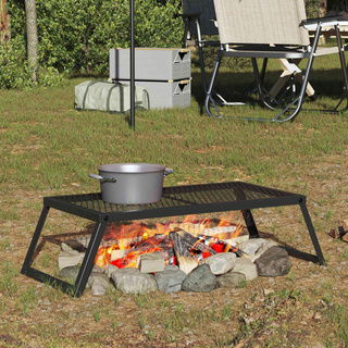 Składany Grill Campingowy Czarny 58 x 31 x 2 cm Stal stopowa