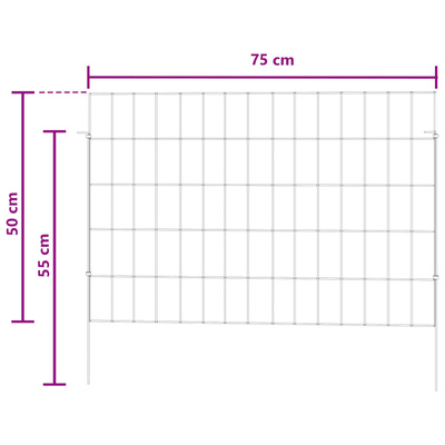 Ogrodzenie z palikami 12 szt. 75 x 50 cm Stal ocynkowana