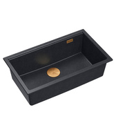 LOGAN 110 GraniteQ zlewozmywak black diamond 76x44x23,5 cm 1-komorowy podwieszany z syfonem manualnym miedziany
